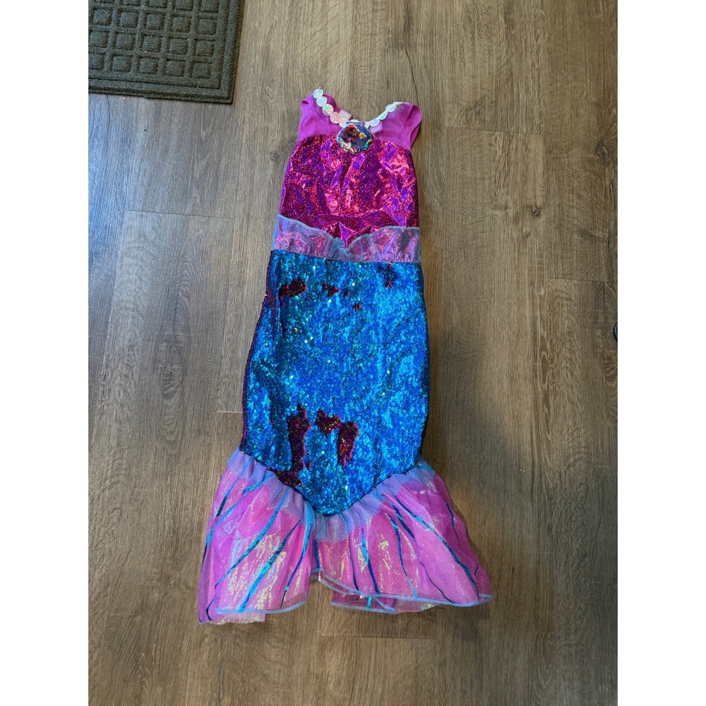 Disney The Little Mermaid Ariel Flip Sequin Costume Dress Pink Blue Kids 4-6X